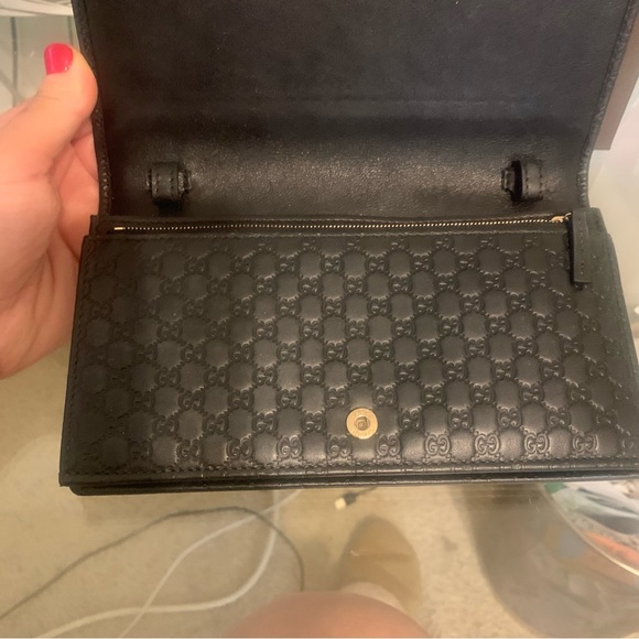 Authentic Gucci Microgussima Monogram Logo Soft Margaux Leather Trifold Wallet - Picture 9 of 15